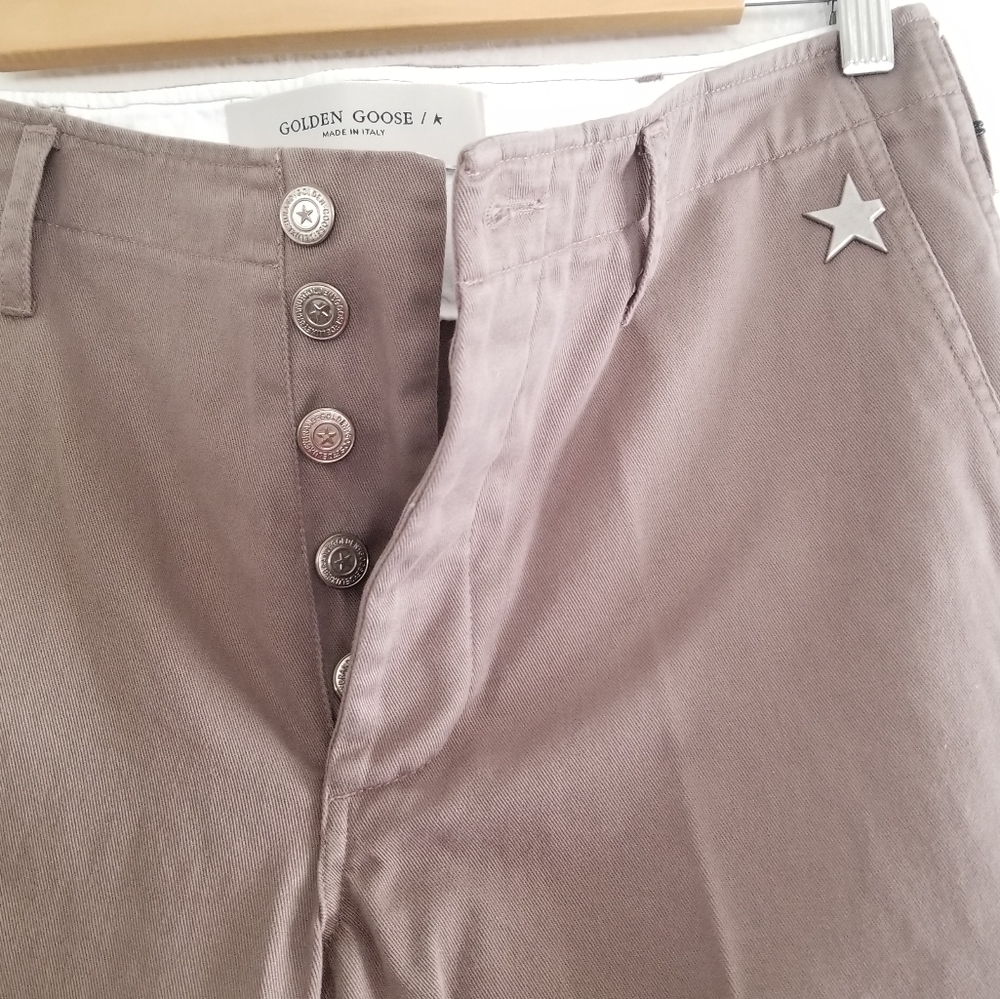 Golden Goose Cropped Chino Pants Size IT 44 Khaki Beige - Picture 8 of 12